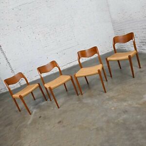 4 Neils O Moller Scandinavian Modern Model 71 Teak Dining Chairs By J L Mollers