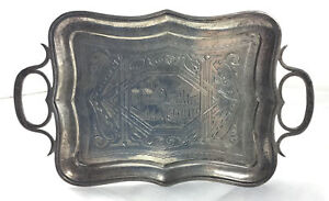 Russian 19 C Sterling Silver Tray With Side Handles Moscow 