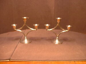 Lovely Pair Of Vintage Lanthe Silver Plated Candelabras