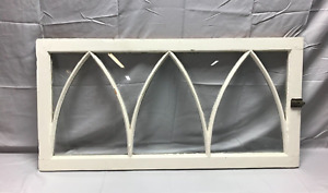 Gothic Triple Arched Glass Window Casement Shabby 20x40 Vtg Chic Old 142 23b