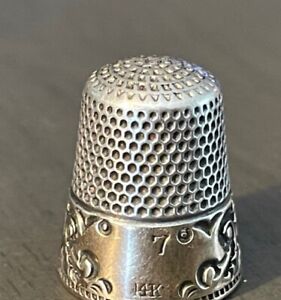Antique Sterling 14k Gold Plated Ketchum Mcdougal Thimble Size 7