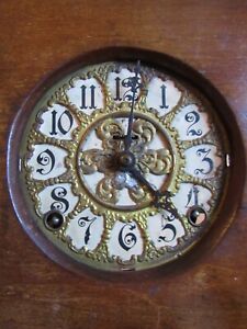 Antique Clock Face Movement Hands Gold Bell Ding