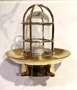 Nautical Antique Lamp Shade Marine Industrial Bulkhead Brass Ship Light Fixture