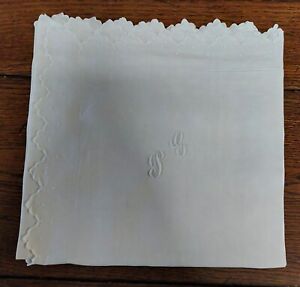 Pillowcase Antique Linen White Monogram Embroidered Bg 16 1 2x26 13 16in