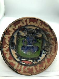 Ancient Persian Bowl Khorasan Glazed Terracotta With King On Palace Rare 