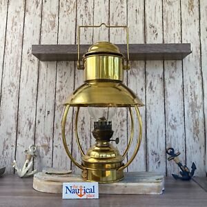 16 Vintage Brass Hanging Ship Lantern Polished Finish Nautical Oil Lamps