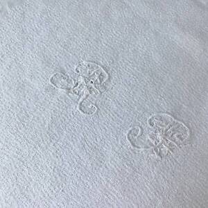 Vintage French Embroidered Damask Napkin Rf Monogram Linen Cotton Blend White N