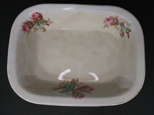 Antique Rectangular Bowl Floral Rose Warranted Iron Stone China 9 5 In X 7 In