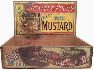 Stickney Poor S Mustard Early 20th C Antique Ink Stmpd Wood Box W 2 Paper Lbls