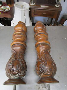 Antique Turned Wood 18 Tall Finial Post Topper Architectural Salvage Furniture