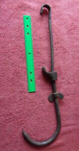 Vintage Wrought Iron Hook W Wing Nut Forged Farm Tool Ladder Meat Hanger Fire