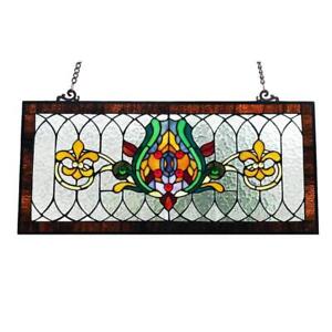 River Of Goods Window Panel Fleur De Lis Handcrafted Vintage Stained Glass