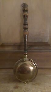 Retro Vintage Miniature Small Copper Brass Antique Bed Pan Warmer 9 Long