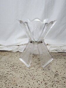 Vintage Acrylic Table Base Rare Decorated Panels Triangle Shaped 1970 S
