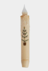 New Primitive Christmas Feather Tree Timer Taper Candle Grungy 6 75 Holiday
