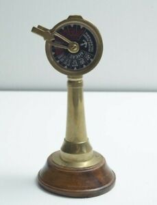 Engine Room Telegraph Marine Antique Table Top Brass Wooden Base Nautical 6 5 