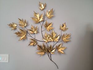 Mid Century Copper Maple Leaf Unsigned C Jere Wall Sculpture Brutalist