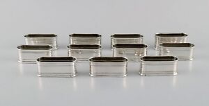 11 Sener Napkin Rings In Silver 900 With Beaded Border Turkey 1930s 40s 