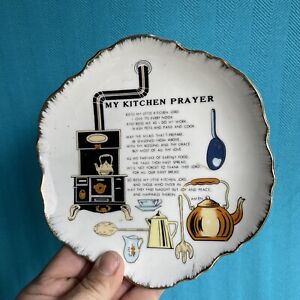 Vintage Primitive My Kitchen Prayer Pot Belly Stove Kettle Wall Plate Ct7j1