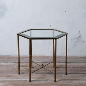 Faux Bamboo Brass Side Table By Mastercraft