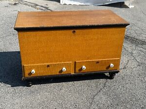 Good Lancaster County Paint Decorated Blanket Chest 2 Drawers 1850 Org Paint C