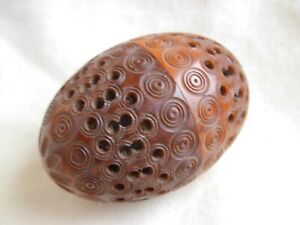 Antique French Hand Carved Corozo Nut Rosary Box 19th Century 
