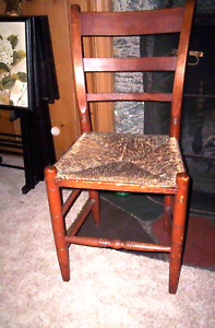 1920 S Farmhouse Chair Ladder Back Woven Seat 35 X 17 X 17 Seat 17 From Floor