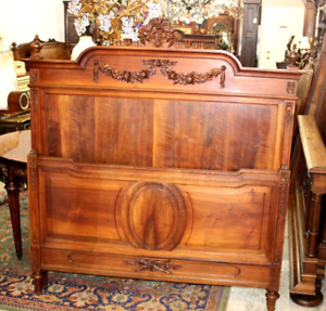 French Antique Louis Xvi Walnut Full Size Bed