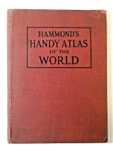 Antique Vintage 1910 Hammonds Handy Atlas Of The World Hard Back History Maps