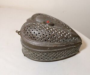 Large Antique 1800 S Handmade Pierced Thick Brass Bronze India Betel Nut Box