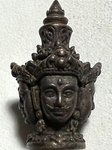 Phra Prom 4 Face Lp Rare Old Thai Buddha Amulet Pendant Magic Ancient Idol 12