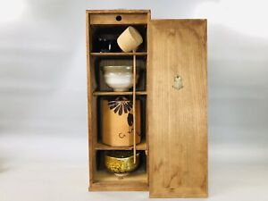 Y5846 Chawan Tea Ceremony Utensils Set For Traveling Rectangle Box Japan Antique