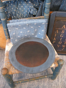 Very Small Early Antique Round Bread Cutting Board Blue Milk Paint