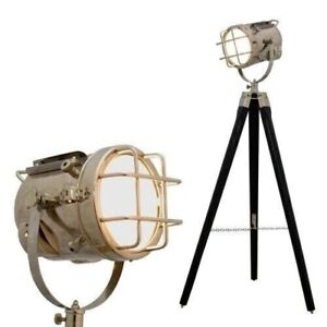 Nautical Spotlight Floor Lamp Wooden Tripod Stand Decor Sts10