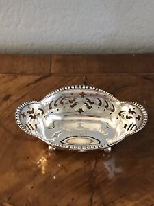 1900s Tiffany Co Sterling Silver Pierced Bowl Nut Dish Monogrammed