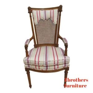Baker Furniture French Regency Fireside Cain Back Arm Lounge Chair B