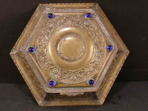 1924 Rare Bronze Jeweled Presentation Jewelry Trinket Vanity Dresser Box Case