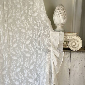 Beautiful White Vintage French Drape Curtain Ciel De Lit Sheer Lace Country Cot