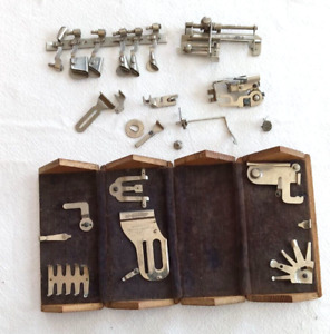 Antique Singer Sewing Machine Folding Oak Puzzle Box With Attachments