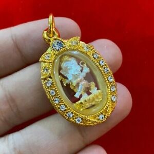 Ganesh Elephant God Hindu Idol Gold Micron Case Om Jewelry Pendant Deity Amulet