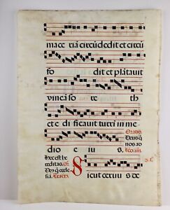 One Illuminated Manuscript Of Choir Book Music Sheet On Vellum 20 5 X 15 5 