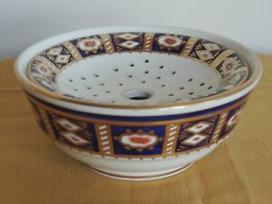 1868 Antique Stone China Imari Bowl Strainer Lid Davenport Ironstone Gaudy Vg