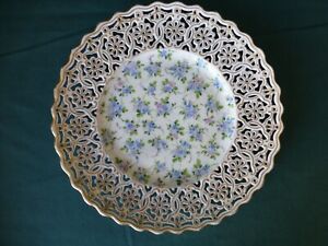 Vintage Hand Painted Dresden Floral Decorated Reticulated Border Plate
