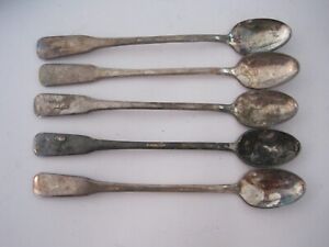 Hotel Silver Tavern Ice Tea Spoons Antique Lot 5
