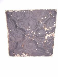 Antique Black Paint Metal Tin Ceiling Tile 24 X 24 Sheet Panel Reclaim Salvage
