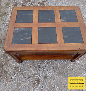 Mid Century Black Tile Pecan Coffee Table By Drexel Ct 108 