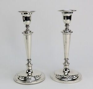Great 1960 English Asprey Sterling Silver Mid Century Candlesticks 9 1 4 In