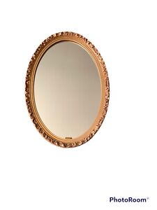 Large Vintage Gold Wall Mirror Ornate Oval Hollywood Regency Vanity Mirror 26 In