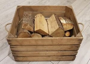 Old Wooden Apple Crate With Rope Handles Hamper Carrier Storage Box