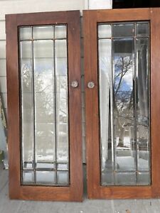 Beveled Glass Window Bookcase Doors